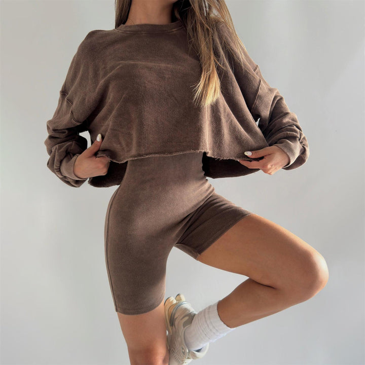 Kvinders afslappede sweatshirt og shorts sæt Stilla