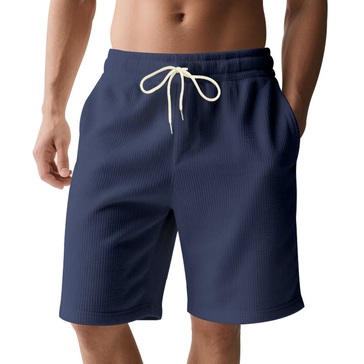 Herren knælange Bermudashorts med elastisk kant, snortræk og sidelommer Skovae