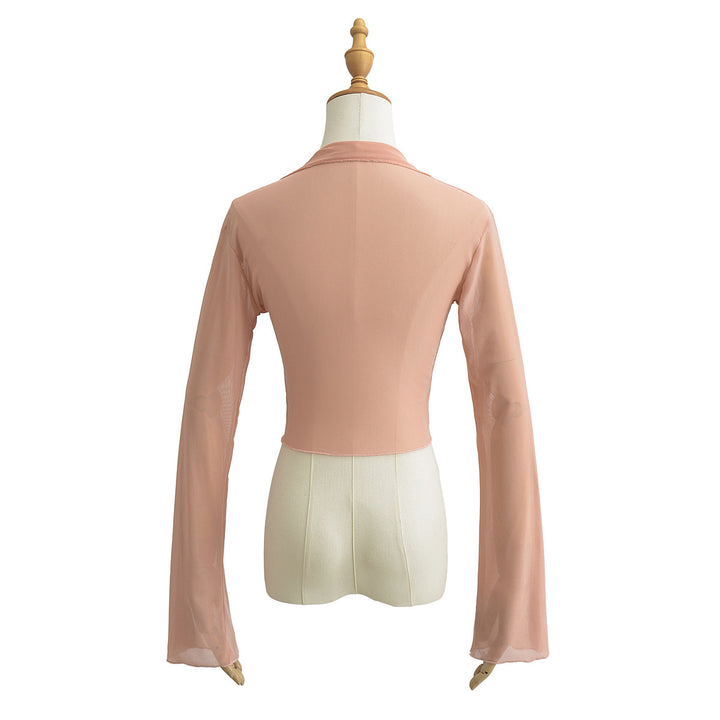 Damer stilfuld cropped bluse med flydende stof og ruffles detaljer Stilla