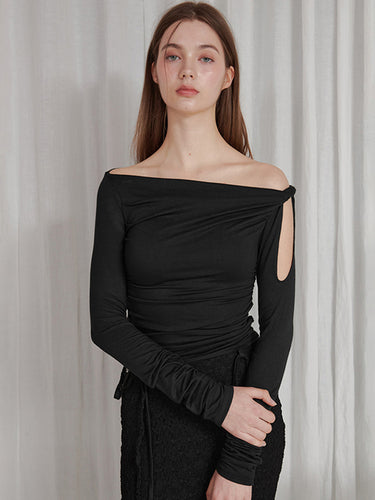 Femme Asymmetrisk Langærmet Rafftop Stilla 1750184187