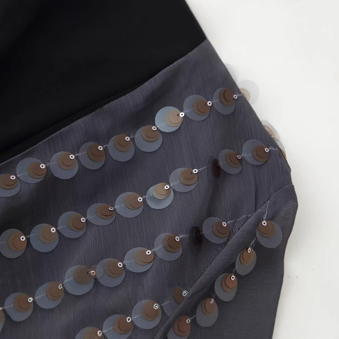 Dame Glamourøst Body med glitrende pailletter og omslagdesign Skovae