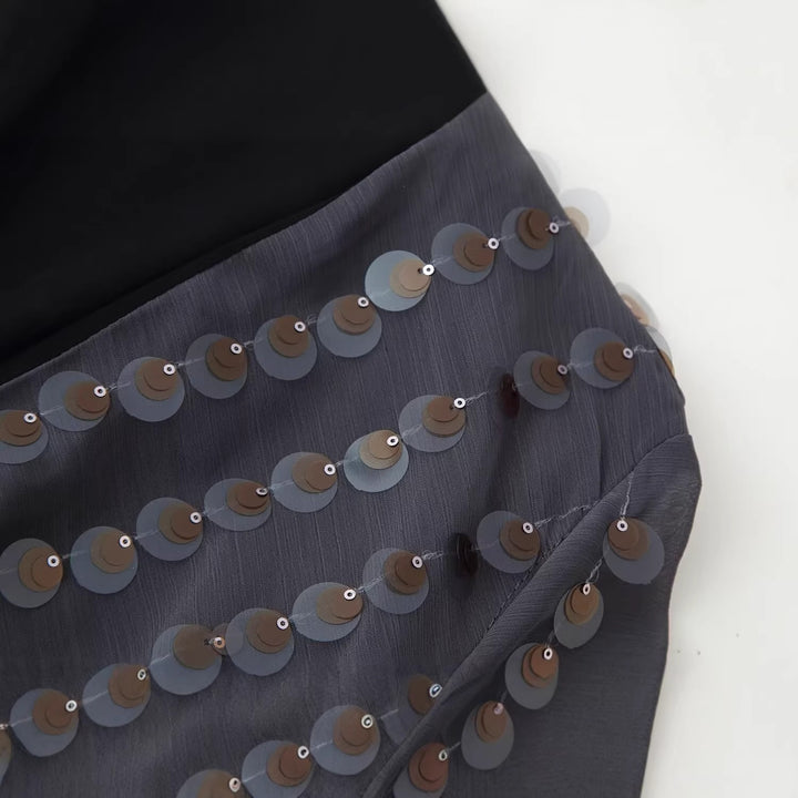 Dame Glamourøst Body med glitrende pailletter og omslagdesign Skovae