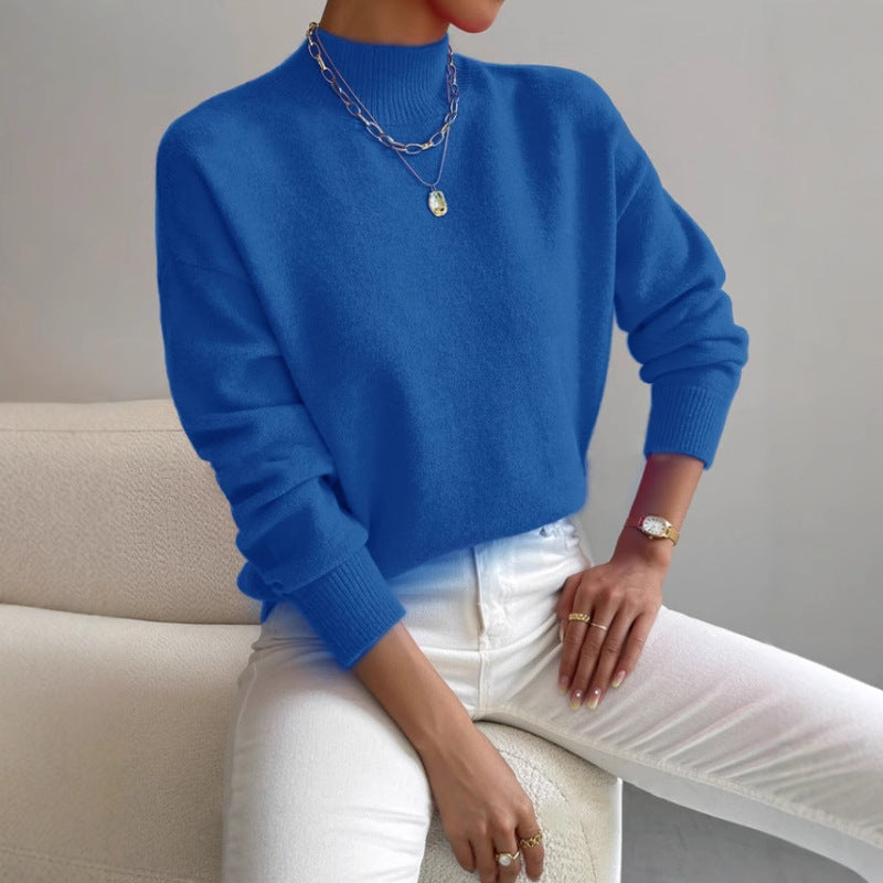 Kvinders sweater med høj krave og blødt materiale Stilla
