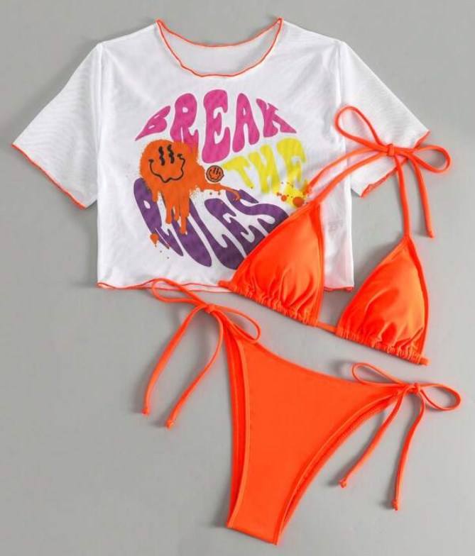 Dame bikini-sæt med trendy cropped-top og legende bindebælte Stilla