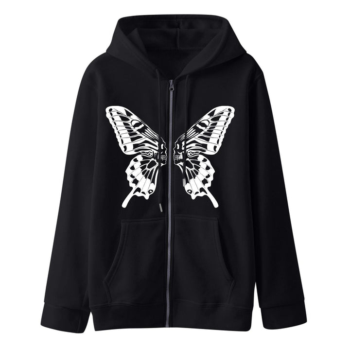 Kvinders hættetrøje sweatshirt jakke med unikt sommerfugltryk Skovae