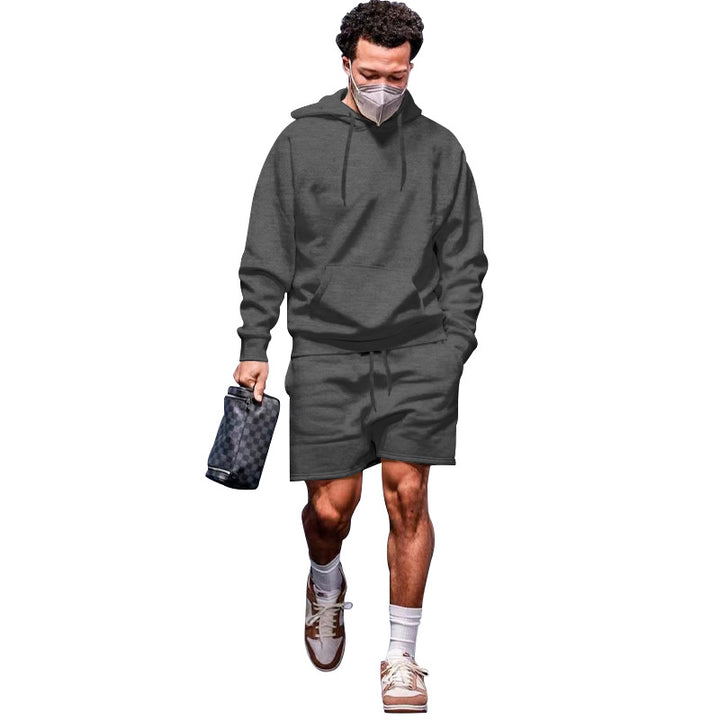Herre afslappet hoodie- og shorts-sæt i åndbart materiale med praktiske lommer Stilla