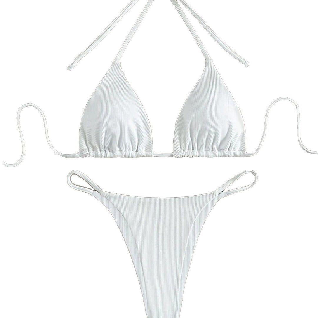 Dame Minimalistisk Ribben-Trekant-Bikini-Sæt Stilla