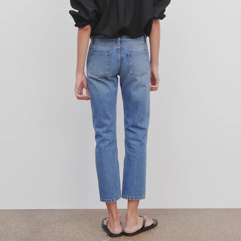 Dame High-Waist Jeans med let bøjning og klassisk snit Stilla