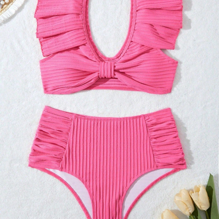 Dame Højskåret Bikini med Ruffle Detaljer Skovae