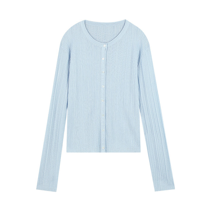 Dame fin strik cardigan med klassisk knaplukning og elegant ribstruktur Stilla