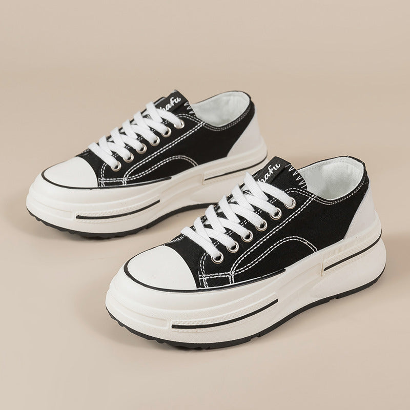 Dame sneakers med høj plateau og åndbart canvas Stilla