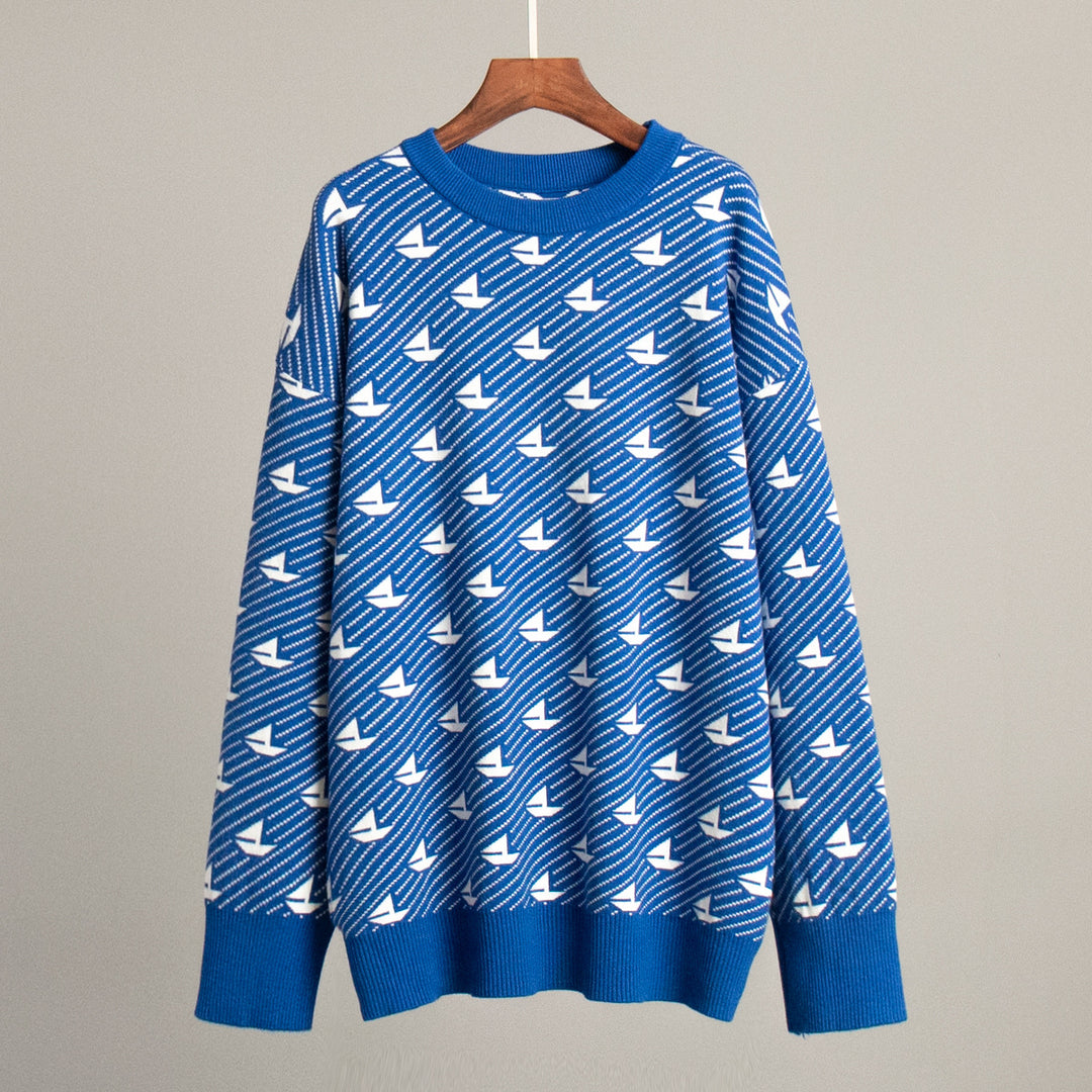 Kvindernes mønstrede oversized sweatshirt lavet af høj kvalitet bomuld Stilla
