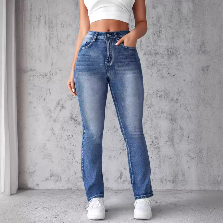 Kvinder Høj Talje Jeans med Udbredt Ben Skæring Stilla