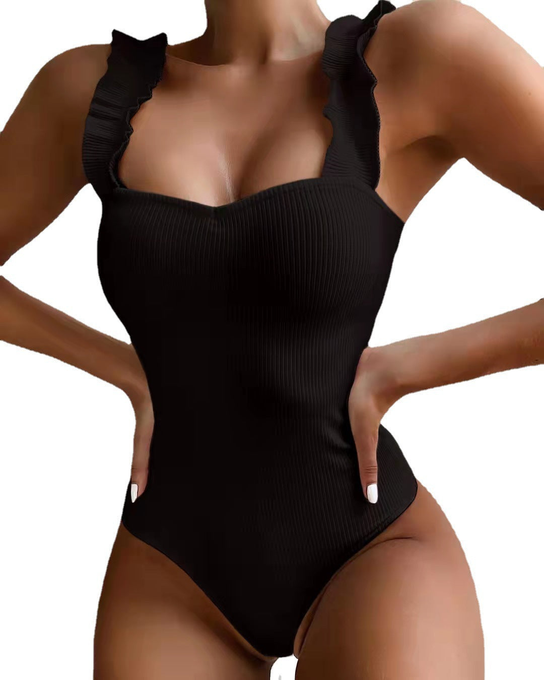 Dame Rufflesweater med Hjerteudskæring One-Piece Badedragt Stilla