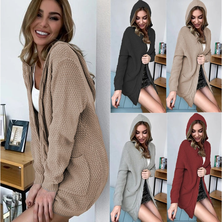 Kvinders cardigan med hætte og store lommer Stilla