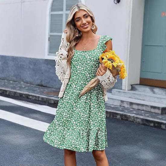 Kvinder Floral Lagdelt Midi Kjole Stilla