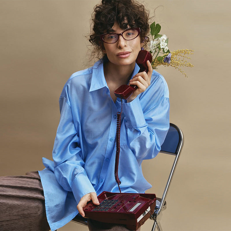 Dame Oversized Skjorte med klassisk Krave og moderne Snit Stilla