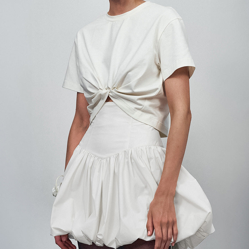Dame Voluminøs Mini Nederdel med elastisk Talje og stilfuld Ruffle Design Stilla