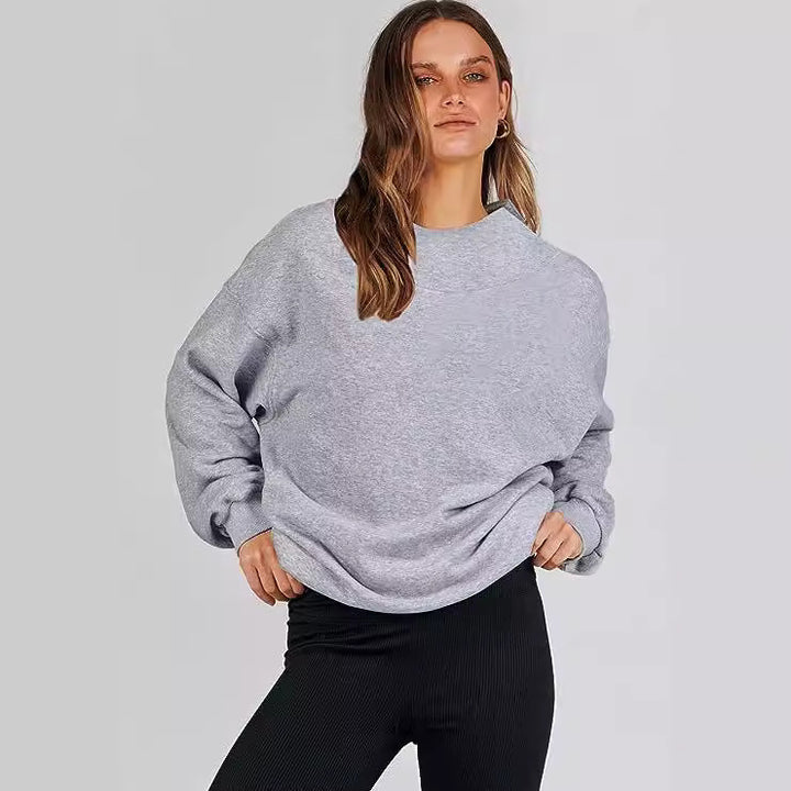 Damer afslappet oversized sweater lavet af blød bomuldsblanding med ribstrik-design Stilla
