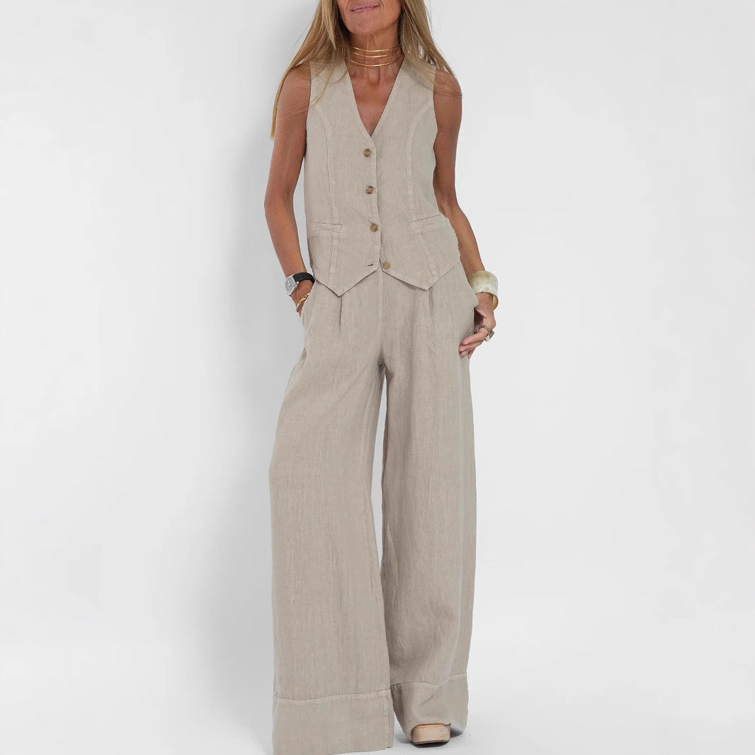 Dame hør vest i elegant design Skovae