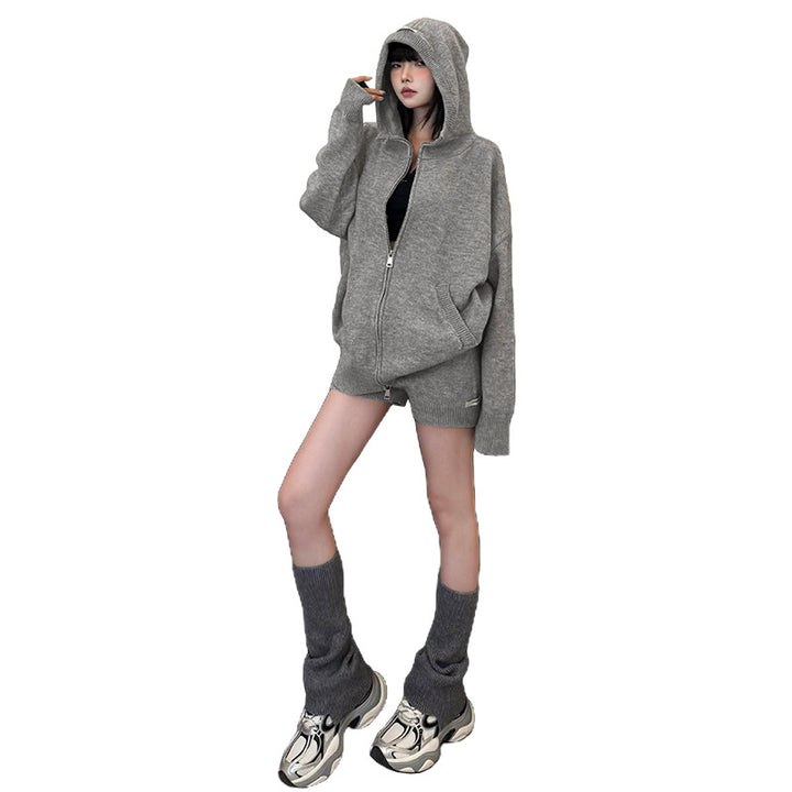Dame hyggelig Hoodie med gennemgående lynlås og løs pasform Stilla