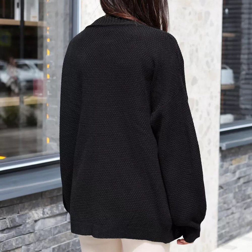 Kvinders oversized cardigan med tekstureret mønster og brede ærmer Stilla