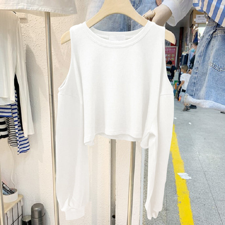 Kvindernes afslappede crop top med lange ærmer