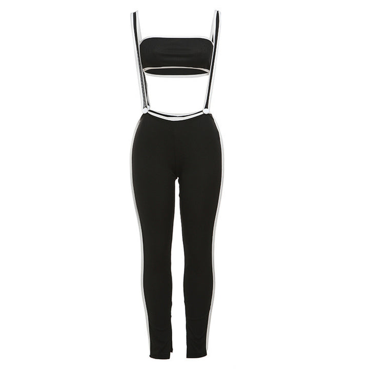 Dame Sporty Jumpsuit med justerbare stropper og sidelange kontraststriber Stilla