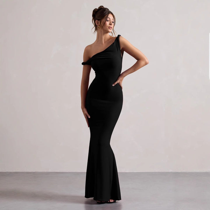 Dame Elegante En-Skulder-Maxi-Kjole Stilla