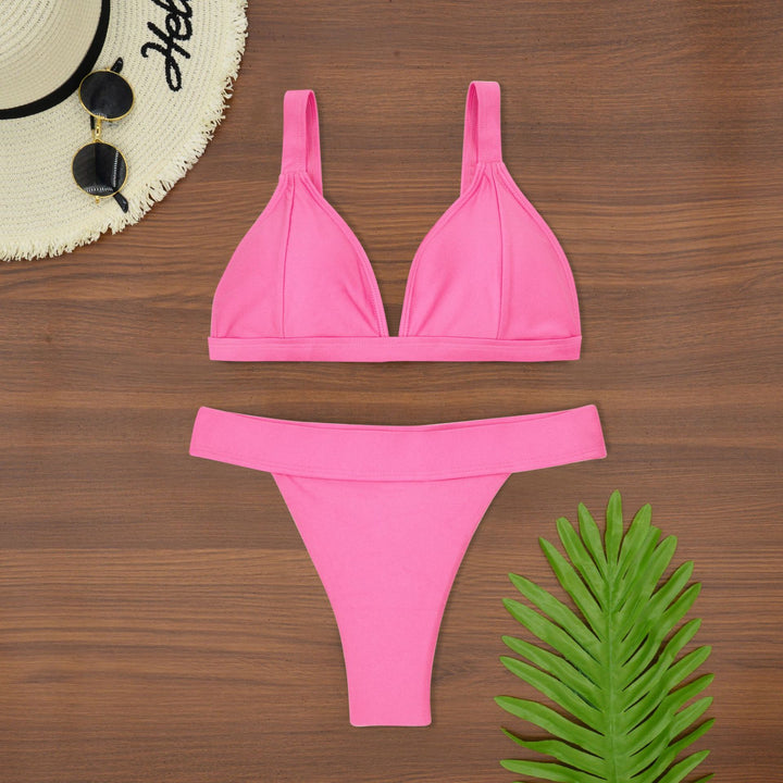 Dame trekant-bikini med blomsterprint og justerbare stropper Skovae