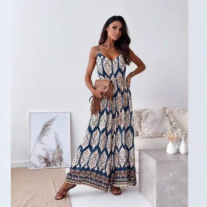 Dame Bohemian Print Bredbenet Jumpsuit Stilla