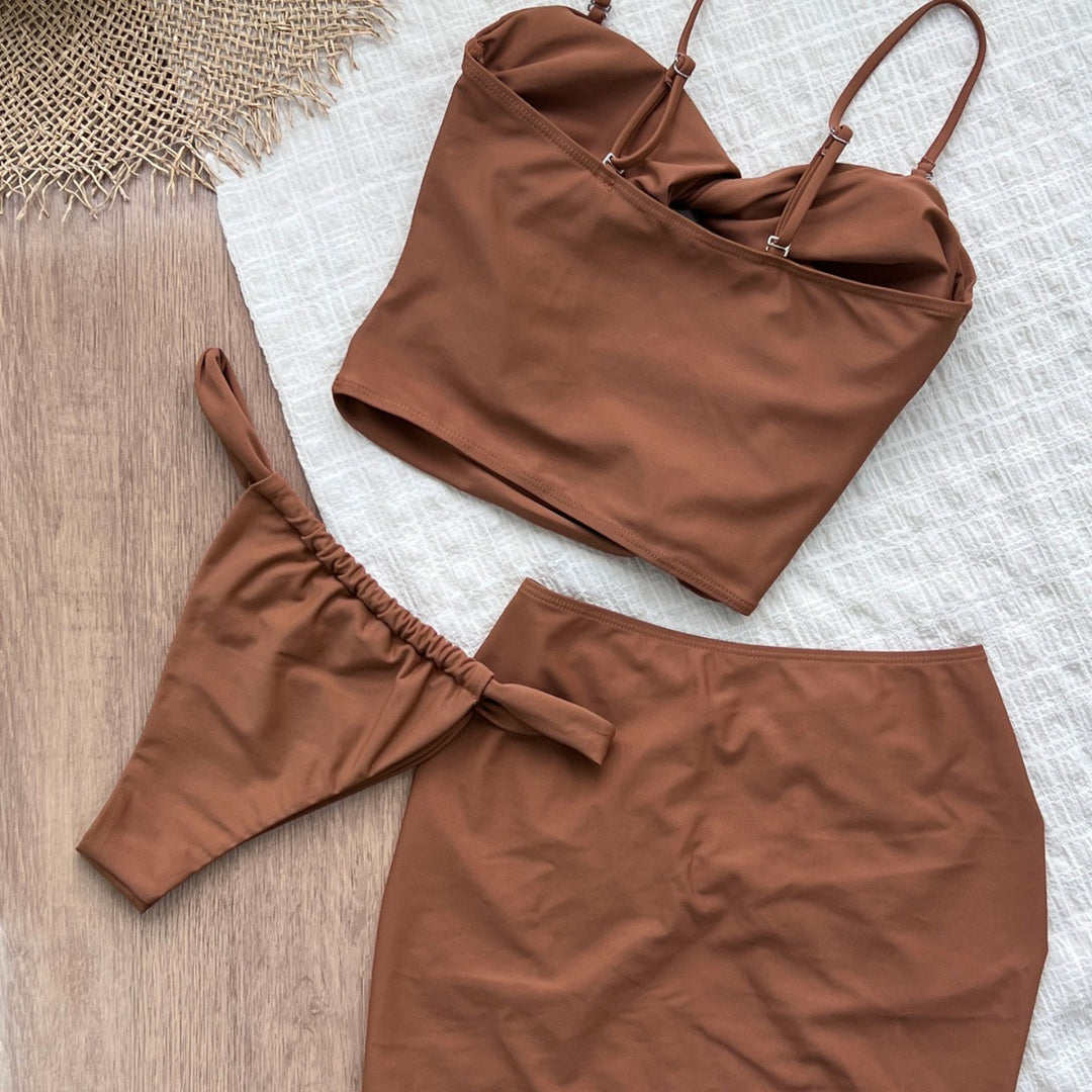 Dame bikini-sæt med elegant knude-overdel og høj bånd Stilla