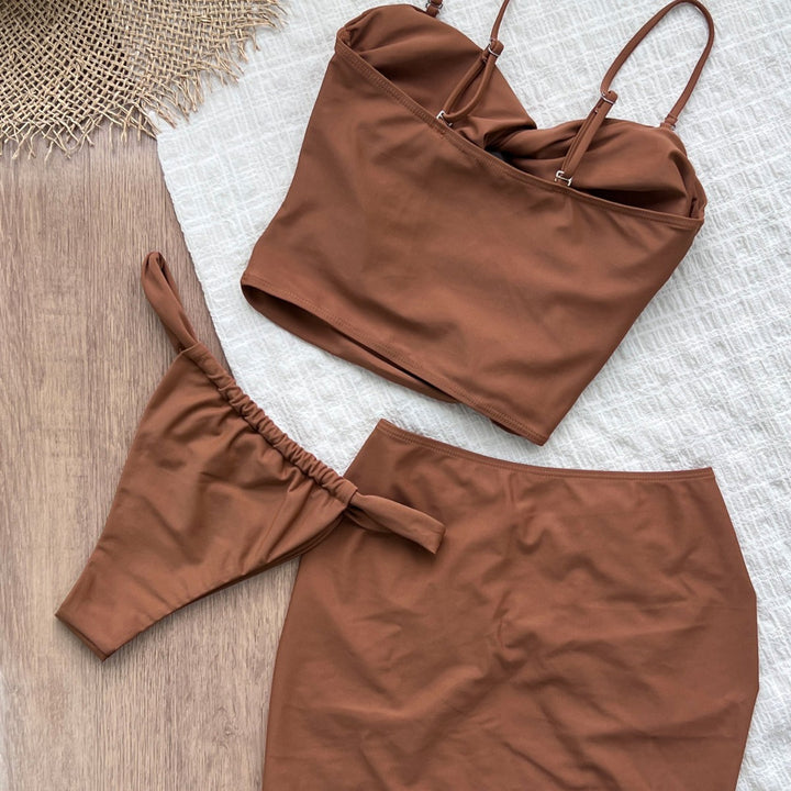 Dame bikini-sæt med elegant knude-overdel og høj bånd Stilla