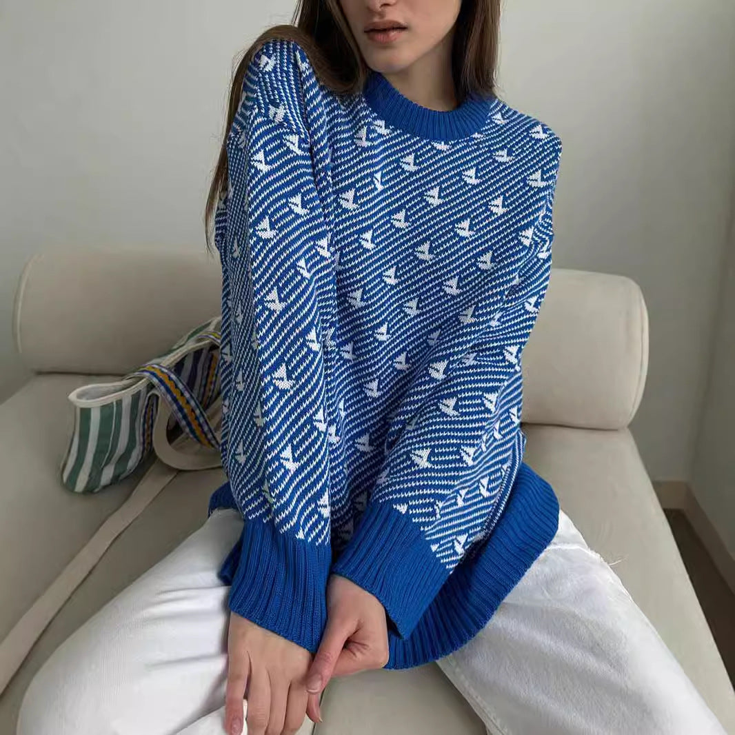 Kvindernes mønstrede oversized sweatshirt lavet af høj kvalitet bomuld Stilla