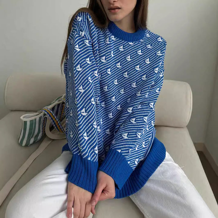 Kvindernes mønstrede oversized sweatshirt lavet af høj kvalitet bomuld Stilla