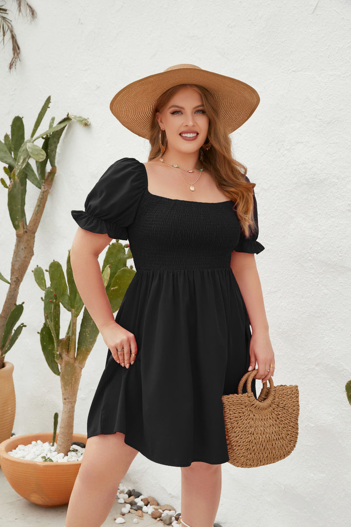 Dame Let sommerkjole med off-shoulder pasform og voluminøse puffærmer Skovae