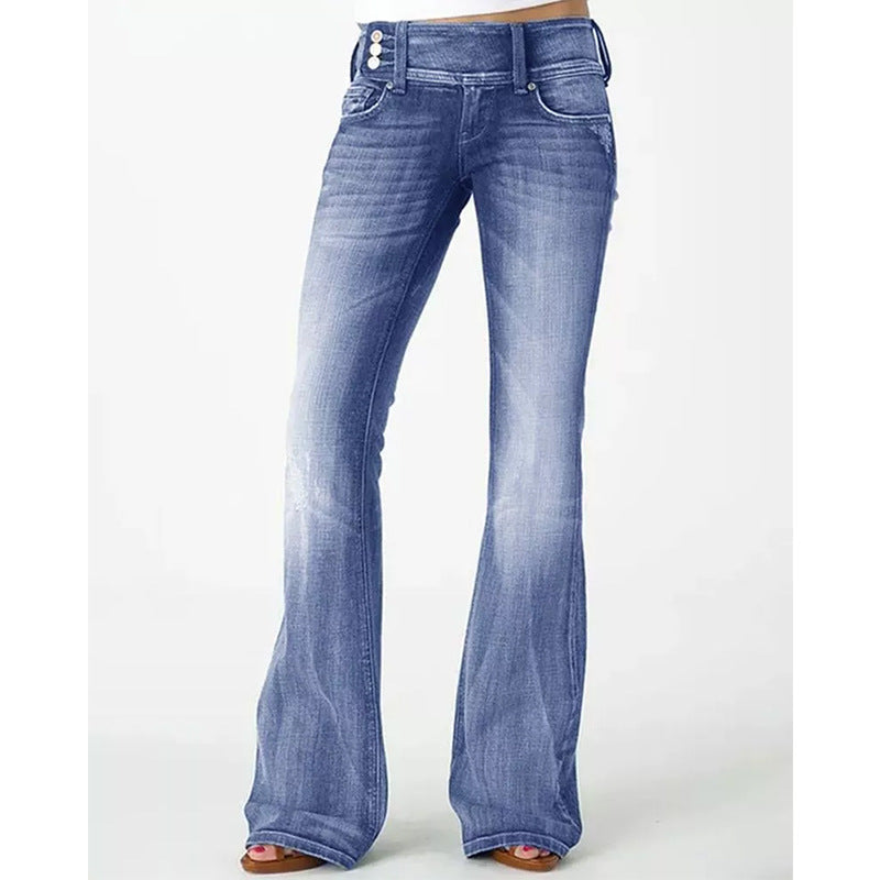 Skovae | Populære vinpluknings sideknap høj talje skinny jeans