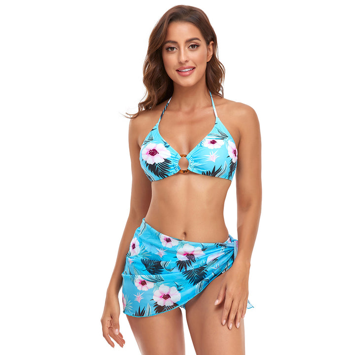 Dame bikini-sæt med smart knude-detalje og blomsterprint underdel Skovae