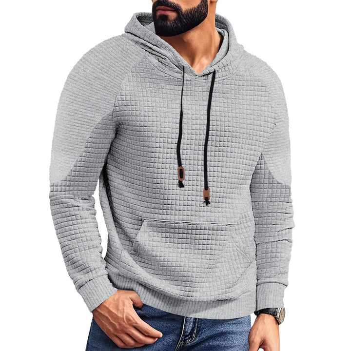 Herrer nan hoodie med kvadratisk struktur, raglanærmer og kængurulomme Skovae