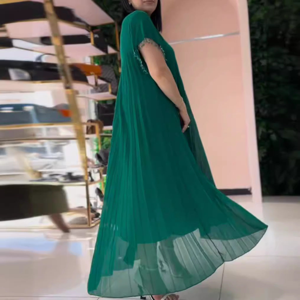 Dame maxikjole med elegant plissering og raffinerede detaljer Stilla