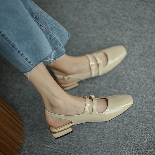 Dame Elegant Dobbelt Skulder Slingback Flade Sko Stilla