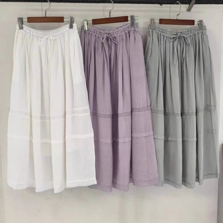 Femme Gestufte Maxi-Nederdel med funktionel snor Stilla