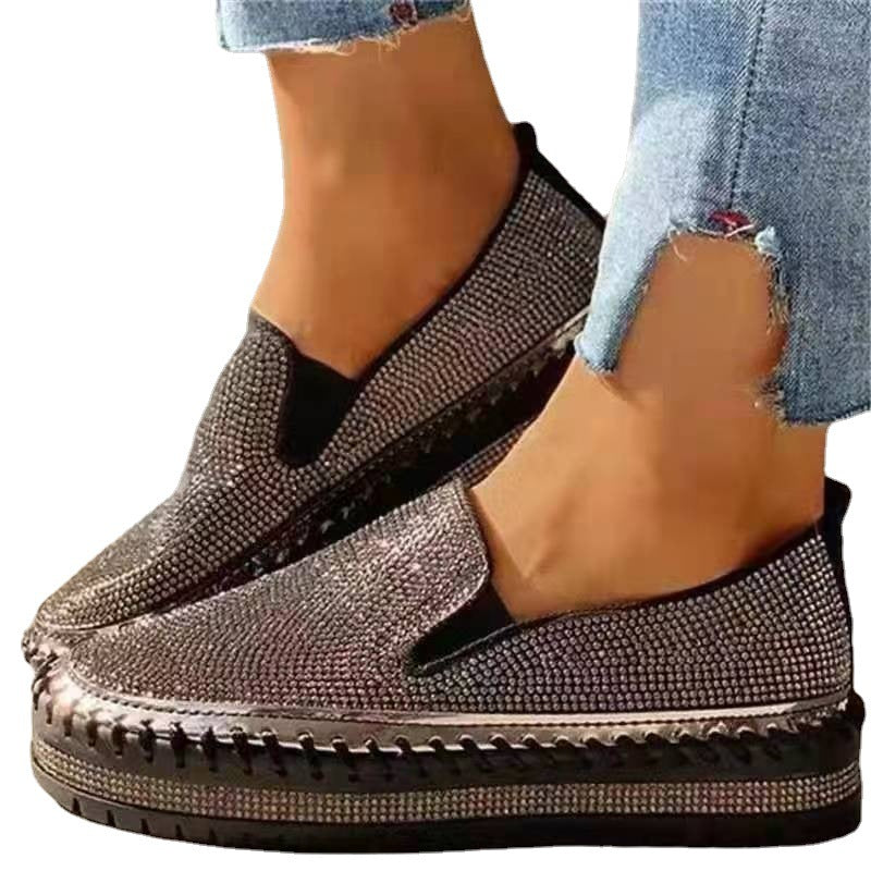 Dame Glitrende Slip-On Sneakers med elastiske indsats og skridsikker sål Stilla