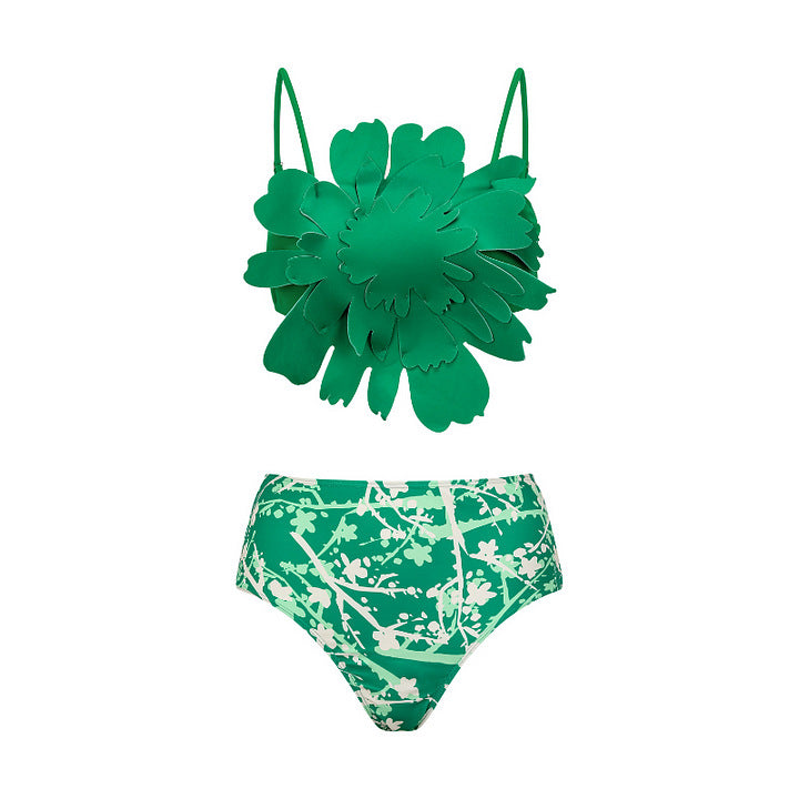 Dame Bikiniset med særlig blomsterdekoration og lang omslagsskjørt Skovae