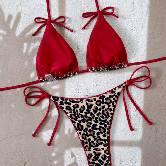 Dame Triangel-Bikini med spændende leopardmønster Skovae