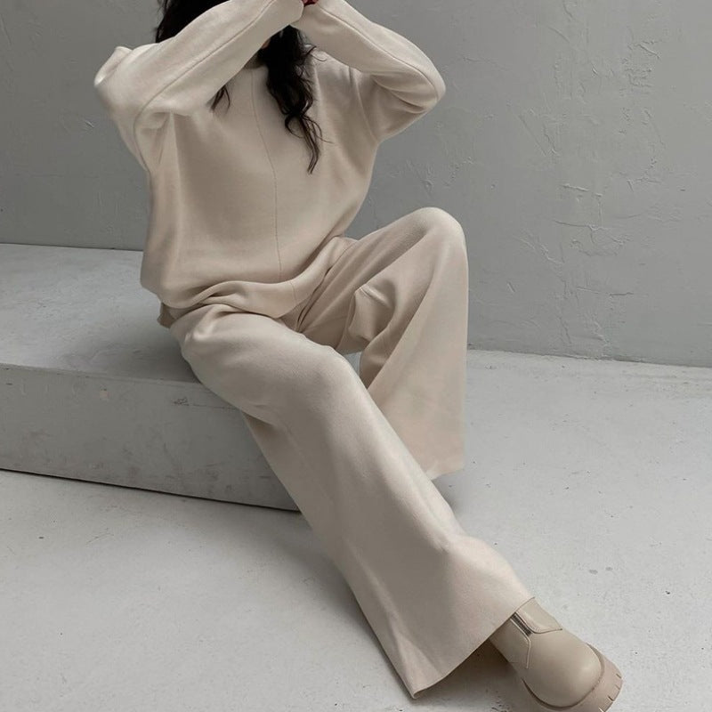 Femme Relaxed Fit Sweater og Vidde Bukser Sæt Stilla