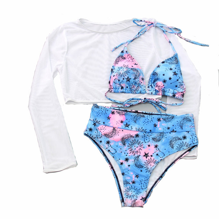 Dame Bikini-sæt med langærmet crop-top og højt skåret trusser Stilla