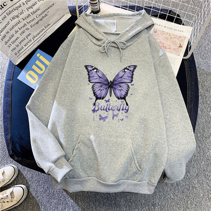 Kvinders hoodie med farverigt sommerfuglemotiv Skovae