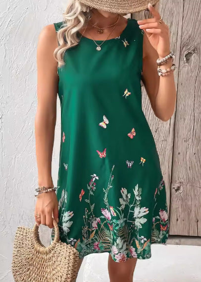 Dame ærmeløs Boho-print shift-kjole Stilla