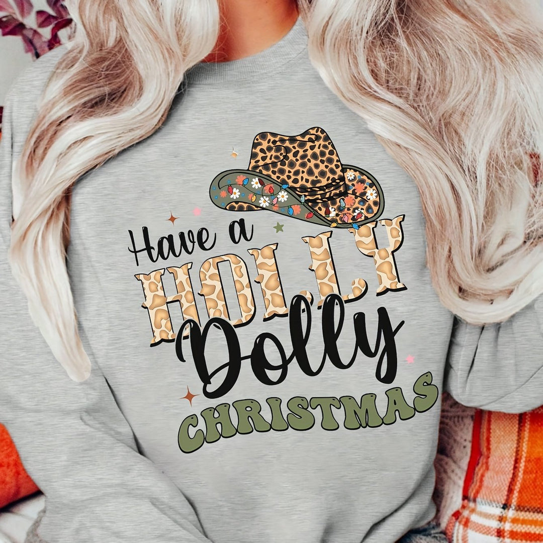 Dame sweatshirts med kreativt julestik og stilfuld skrift Stilla
